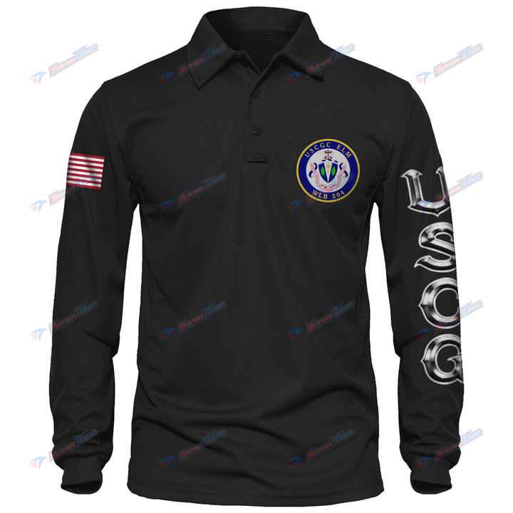 USCGC Elm (WLB-204) - Men's Polo Shirt Quick Dry Performance - Long Sleeve Tactical Shirts - Golf Shirt - PL7 -US