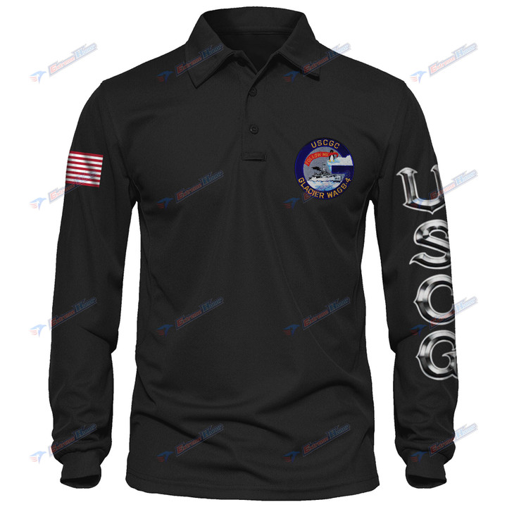 USCGC Glacier (WAGB-4) - Men's Polo Shirt Quick Dry Performance - Long Sleeve Tactical Shirts - Golf Shirt - PL7 -US