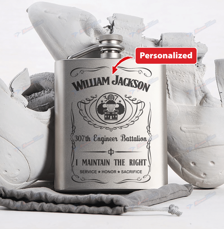 Personalized 307th Engineer Battalion - Steel Hip Flask - WI1
