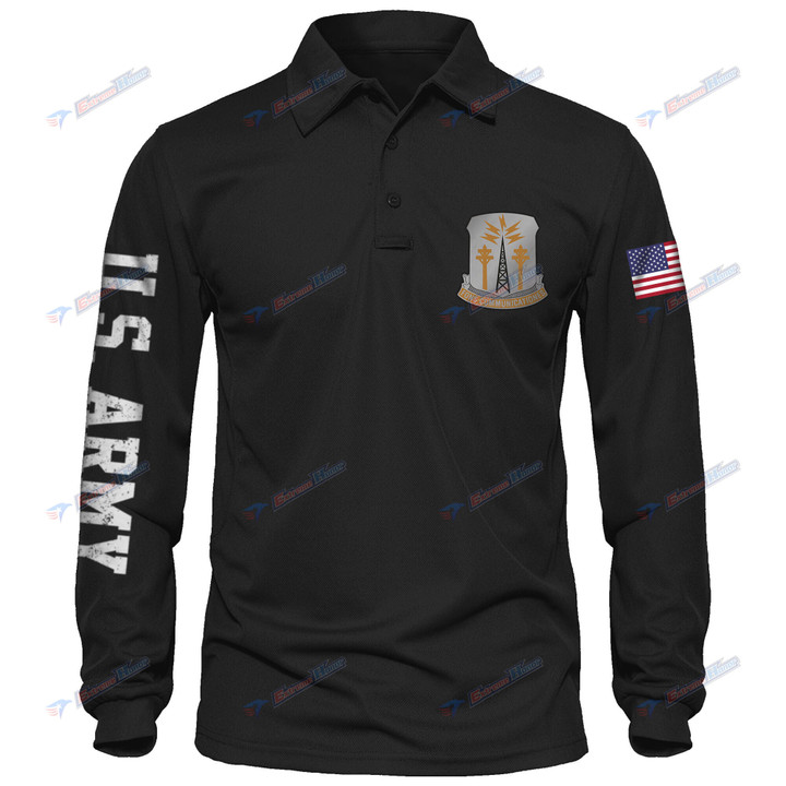 17th Signal Battalion - Men's Polo Shirt Quick Dry Performance - Long Sleeve Tactical Shirts - Golf Shirt - PL4 -US