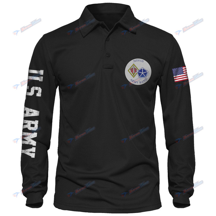 76th Army Band - Men's Polo Shirt Quick Dry Performance - Long Sleeve Tactical Shirts - Golf Shirt - PL4 -US