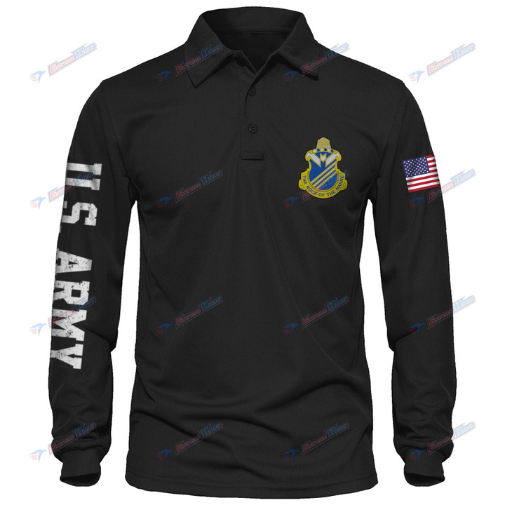 1st Battalion, 38th Infantry Regiment - Men's Polo Shirt Quick Dry Performance - Long Sleeve Tactical Shirts - Golf Shirt - PL4 -US