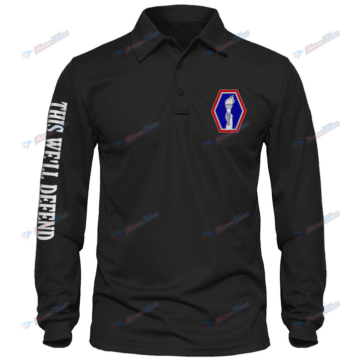 442nd Infantry Regiment - Men's Polo Shirt Quick Dry Performance - Long Sleeve Tactical Shirts - Golf Shirt - PL5 -US