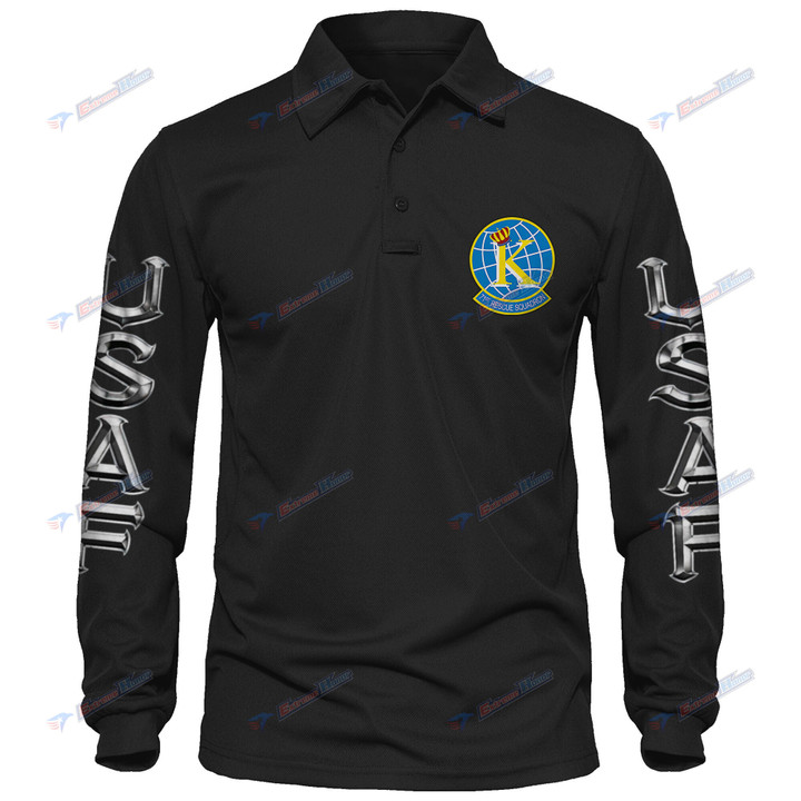 71st Rescue Squadron - Men's Polo Shirt Quick Dry Performance - Long Sleeve Tactical Shirts - Golf Shirt - PL7 -US