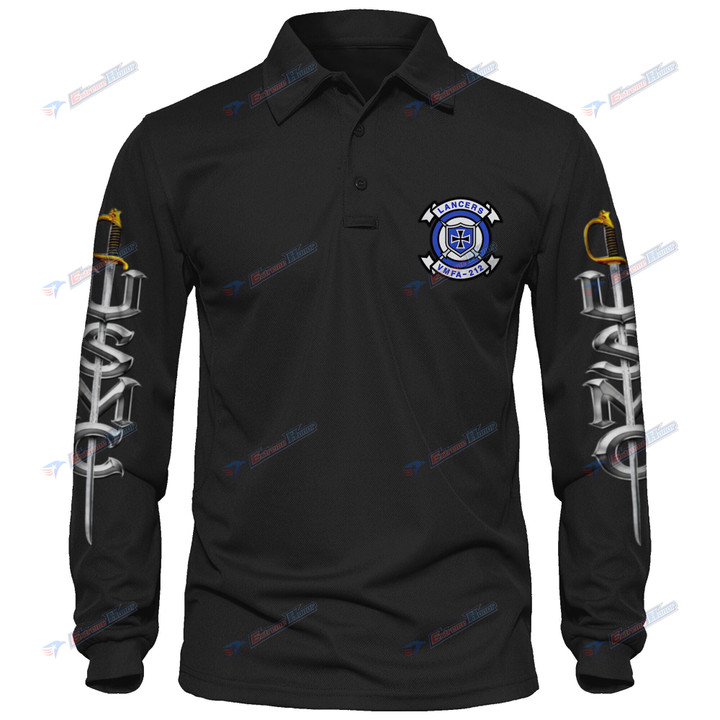 VMFA-212 - Men's Polo Shirt Quick Dry Performance - Long Sleeve Tactical Shirts - Golf Shirt - PL7 -US