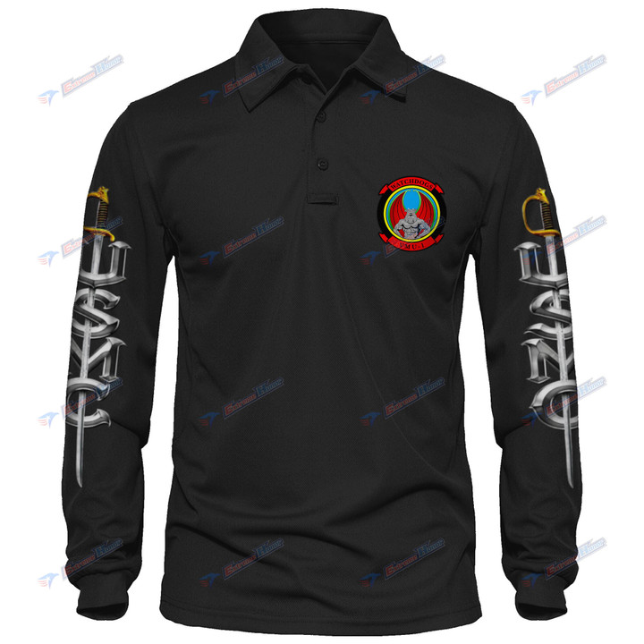 VMU-1 - Men's Polo Shirt Quick Dry Performance - Long Sleeve Tactical Shirts - Golf Shirt - PL7 -US