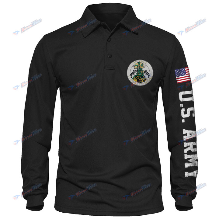 218th Military Police Company - Men's Polo Shirt Quick Dry Performance - Long Sleeve Tactical Shirts - Golf Shirt - PL4 -US