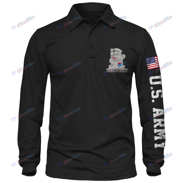 142nd Military Police Company - Men's Polo Shirt Quick Dry Performance - Long Sleeve Tactical Shirts - Golf Shirt - PL4 -US