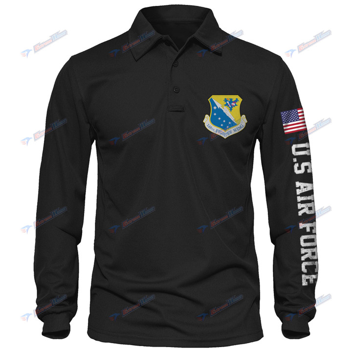 148th Fighter Wing - Men's Polo Shirt Quick Dry Performance - Long Sleeve Tactical Shirts - Golf Shirt - PL4 -US