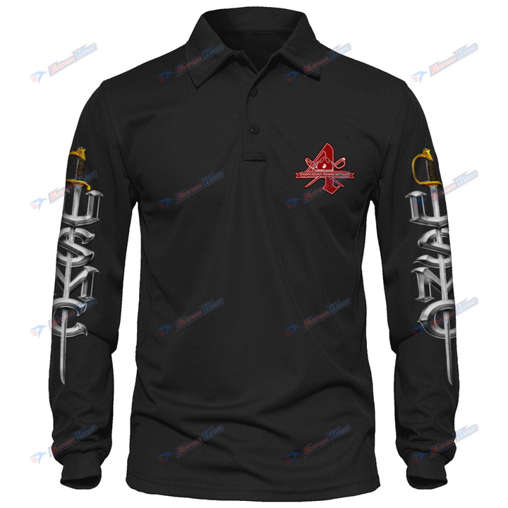 4th Recruit Training Battalion - Men's Polo Shirt Quick Dry Performance - Long Sleeve Tactical Shirts - Golf Shirt - PL7 -US