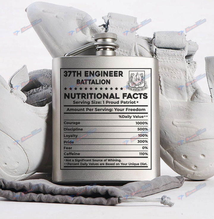 37th Engineer Battalion - Steel Hip Flask - WI2 - US