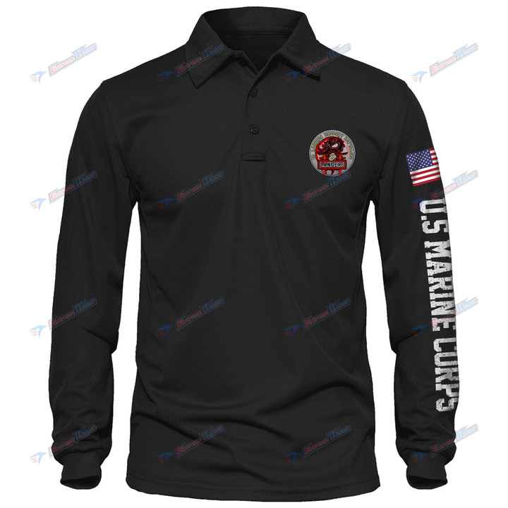 3d Landing Support Battalion - Men's Polo Shirt Quick Dry Performance - Long Sleeve Tactical Shirts - Golf Shirt - PL4 -US