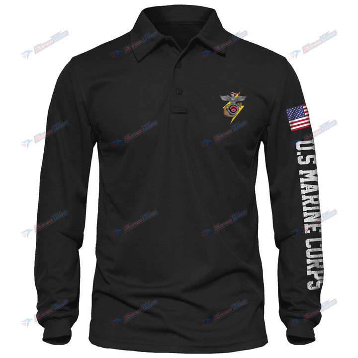 6th Communications Battalion - Men's Polo Shirt Quick Dry Performance - Long Sleeve Tactical Shirts - Golf Shirt - PL4 -US