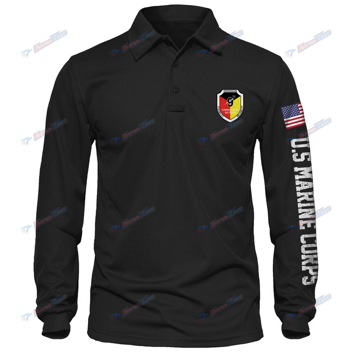 9th Communications Battalion - Men's Polo Shirt Quick Dry Performance - Long Sleeve Tactical Shirts - Golf Shirt - PL4 -US