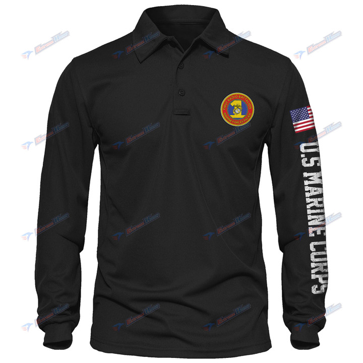1st Radio Battalion - Men's Polo Shirt Quick Dry Performance - Long Sleeve Tactical Shirts - Golf Shirt - PL4 -US