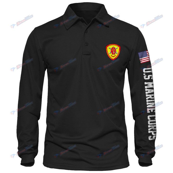 10th Marine Regiment - Men's Polo Shirt Quick Dry Performance - Long Sleeve Tactical Shirts - Golf Shirt - PL4 -US