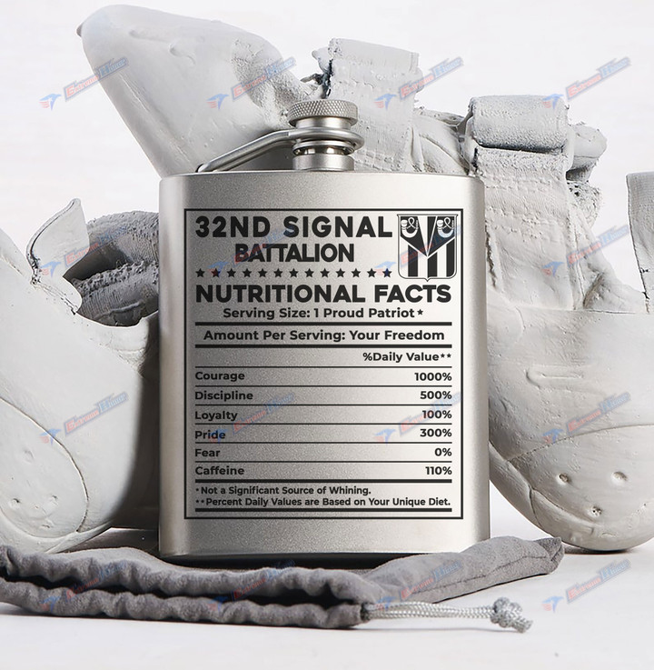 32nd Signal Battalion - Steel Hip Flask - WI2 - US