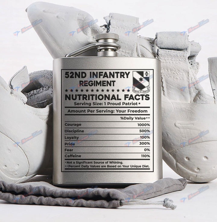 52nd Infantry Regiment - Steel Hip Flask - WI2 - US
