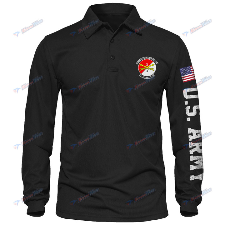3rd Squadron, 3d Armored Cavalry Regiment - Men's Polo Shirt Quick Dry Performance - Long Sleeve Tactical Shirts - Golf Shirt - PL4 -US
