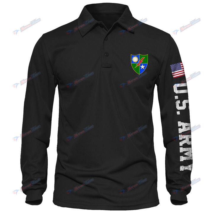 75th Ranger Regiment - Men's Polo Shirt Quick Dry Performance - Long Sleeve Tactical Shirts - Golf Shirt - PL4 -US