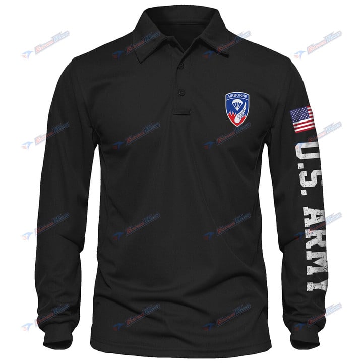 187th Infantry Regiment - Men's Polo Shirt Quick Dry Performance - Long Sleeve Tactical Shirts - Golf Shirt - PL4 -US