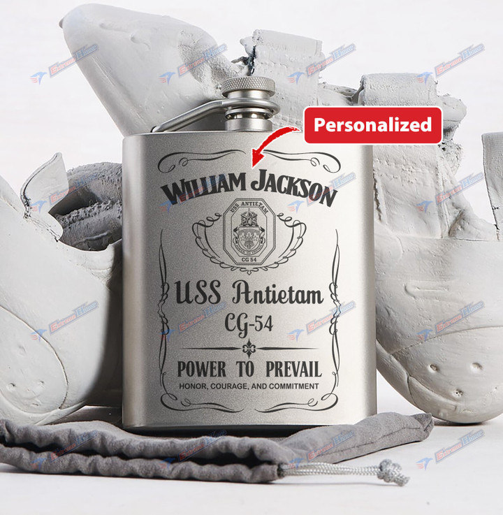 Personalized USS Antietam (CG-54) - Steel Hip Flask - WI1- US
