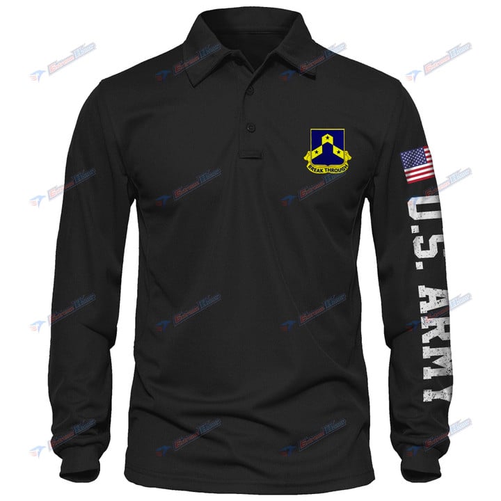 117th Infantry Regiment - Men's Polo Shirt Quick Dry Performance - Long Sleeve Tactical Shirts - Golf Shirt - PL4 -US