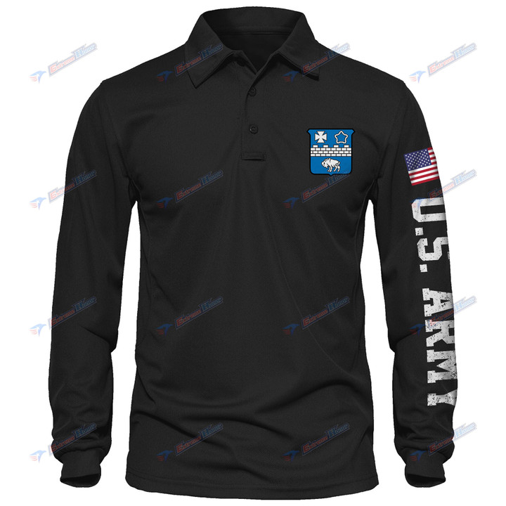 17th Infantry Regiment - Men's Polo Shirt Quick Dry Performance - Long Sleeve Tactical Shirts - Golf Shirt - PL4 -US