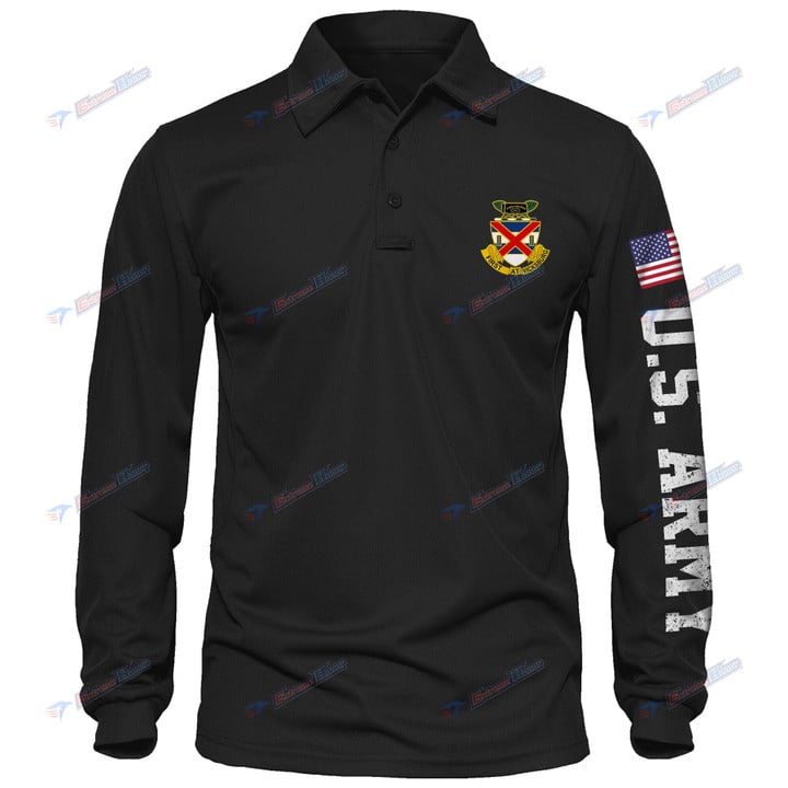 1st Battalion, 13th Infantry Regiment - Men's Polo Shirt Quick Dry Performance - Long Sleeve Tactical Shirts - Golf Shirt - PL4 -US