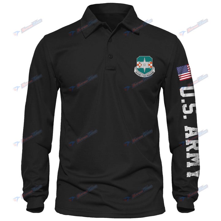 313th Military Intelligence Battalion - Men's Polo Shirt Quick Dry Performance - Long Sleeve Tactical Shirts - Golf Shirt - PL4 -US