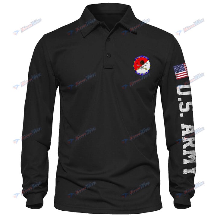 2nd Squadron, 6th Cavalry Regiment - Men's Polo Shirt Quick Dry Performance - Long Sleeve Tactical Shirts - Golf Shirt - PL4 -US