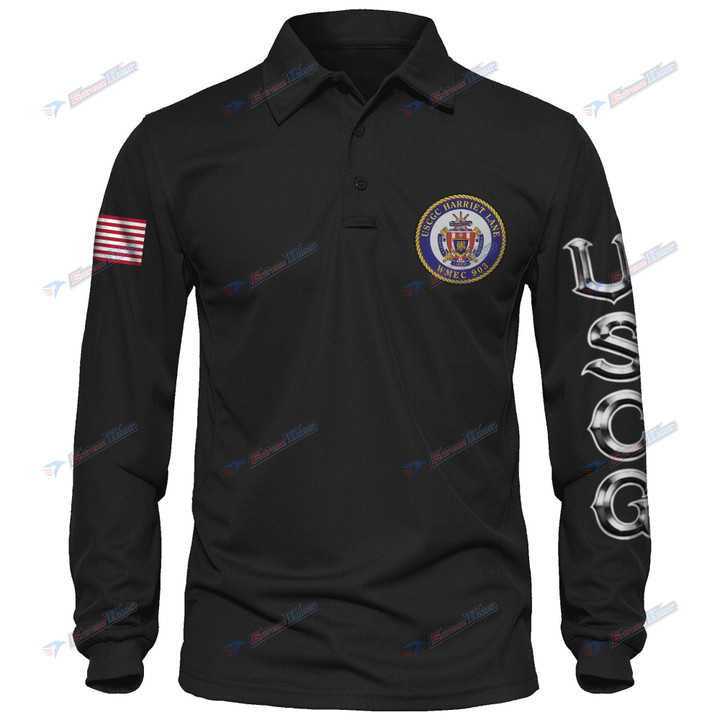 USCGC Harriet Lane (WMEC-903) - Men's Polo Shirt Quick Dry Performance - Long Sleeve Tactical Shirts - Golf Shirt - PL7 -US