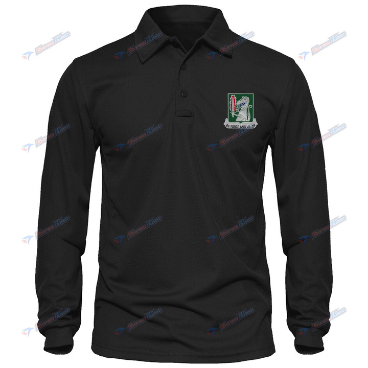 40th Armor Regiment - Men's Polo Shirt Quick Dry Performance - Long Sleeve Tactical Shirts - Golf Shirt - PL9 -US