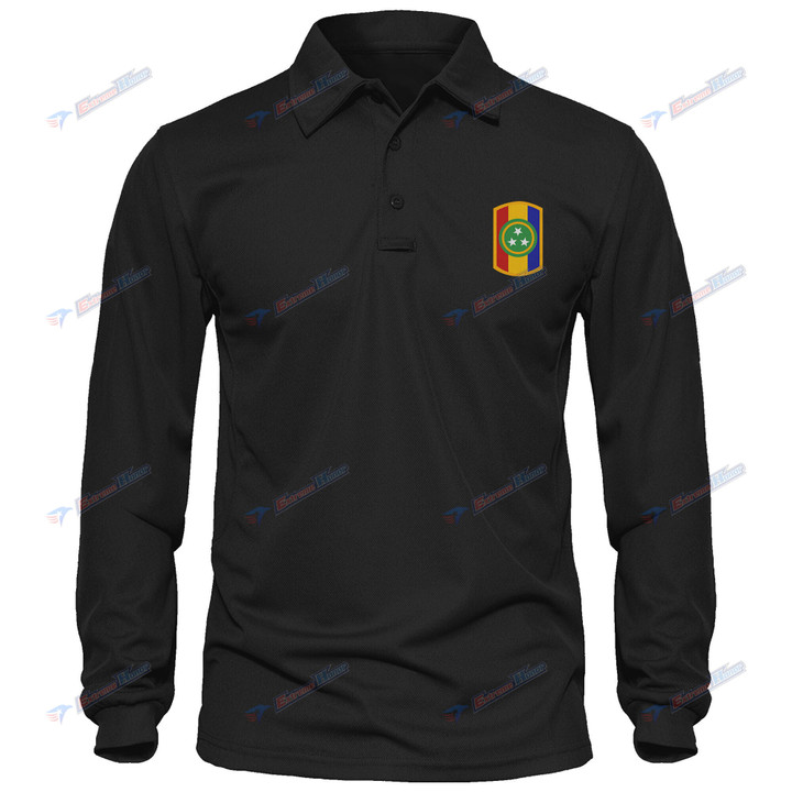 30th Armored Brigade - Men's Polo Shirt Quick Dry Performance - Long Sleeve Tactical Shirts - Golf Shirt - PL9 -US