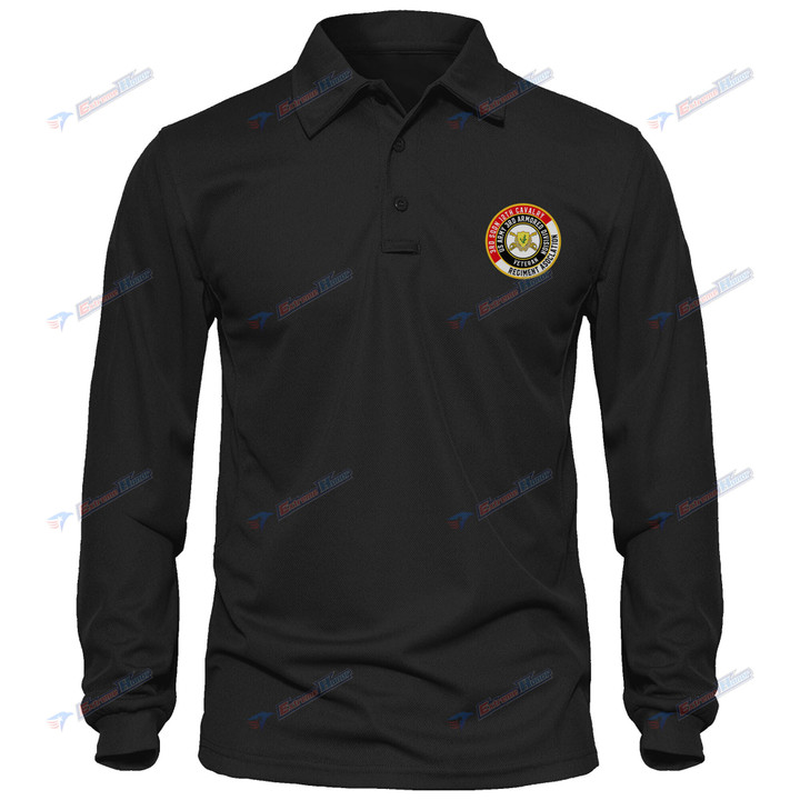 3rd Squadron, 12th Cavalry Regiment - Men's Polo Shirt Quick Dry Performance - Long Sleeve Tactical Shirts - Golf Shirt - PL9 -US