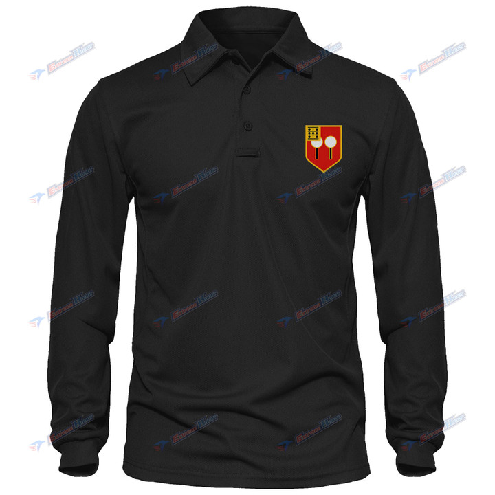 1st Battalion, 9th Field Artillery Regiment - Men's Polo Shirt Quick Dry Performance - Long Sleeve Tactical Shirts - Golf Shirt - PL9 -US