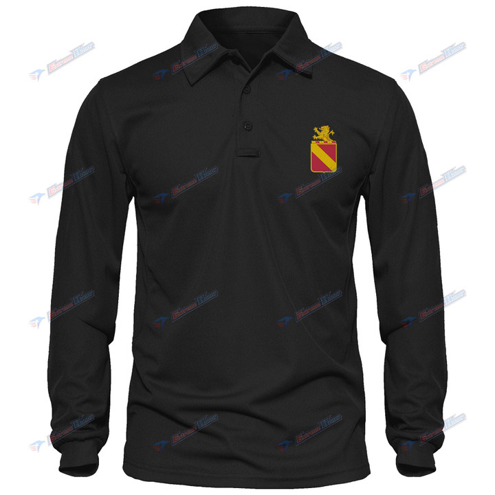 35th Field Artillery Regiment - Men's Polo Shirt Quick Dry Performance - Long Sleeve Tactical Shirts - Golf Shirt - PL9 -US