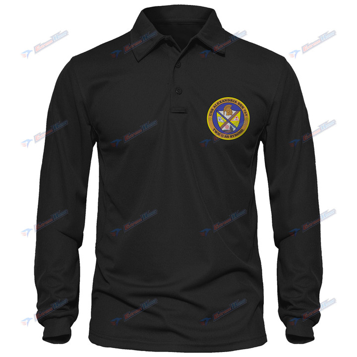 USS Alexandria (SSN-757) - Men's Polo Shirt Quick Dry Performance - Long Sleeve Tactical Shirts - Golf Shirt - PL9 -US