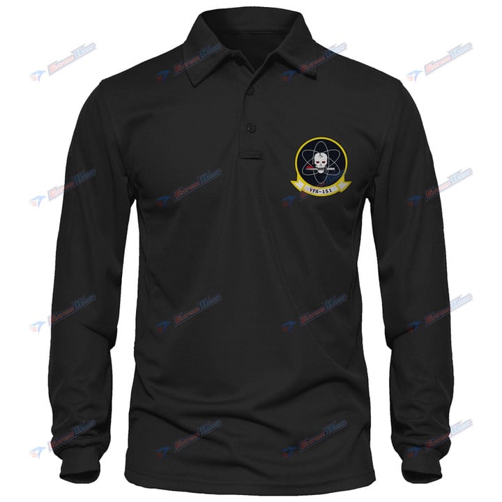 VFA-151 - Men's Polo Shirt Quick Dry Performance - Long Sleeve Tactical Shirts - Golf Shirt - PL9 -US