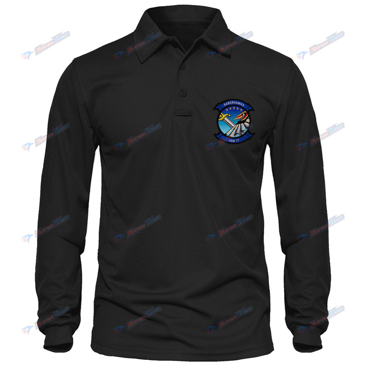 HSM-77 - Men's Polo Shirt Quick Dry Performance - Long Sleeve Tactical Shirts - Golf Shirt - PL9 -US
