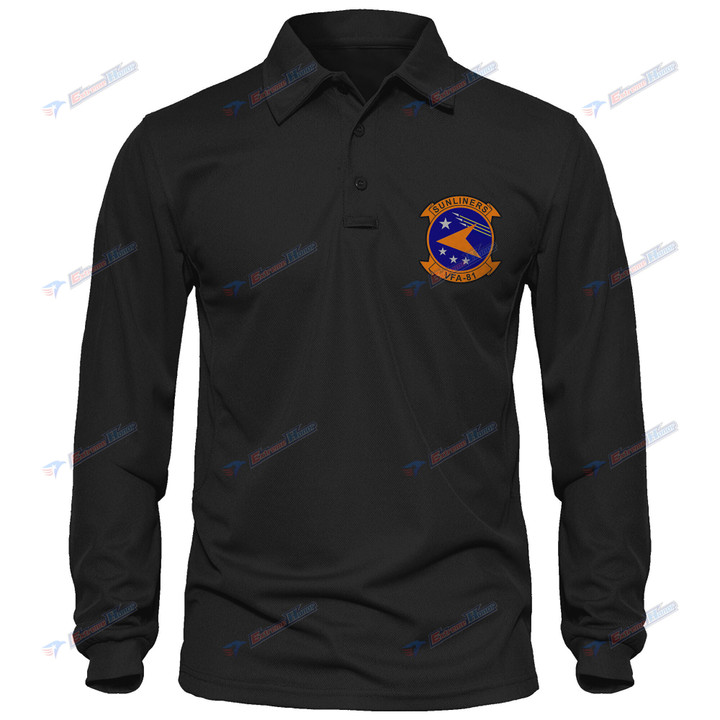 VFA-81 - Men's Polo Shirt Quick Dry Performance - Long Sleeve Tactical Shirts - Golf Shirt - PL9 -US