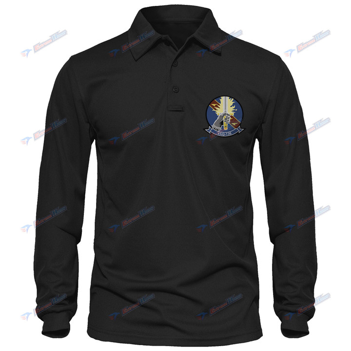VAQ-136 - Men's Polo Shirt Quick Dry Performance - Long Sleeve Tactical Shirts - Golf Shirt - PL9 -US