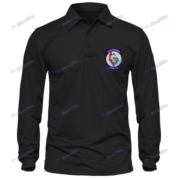 VFA-34 - Men's Polo Shirt Quick Dry Performance - Long Sleeve Tactical Shirts - Golf Shirt - PL9 -US