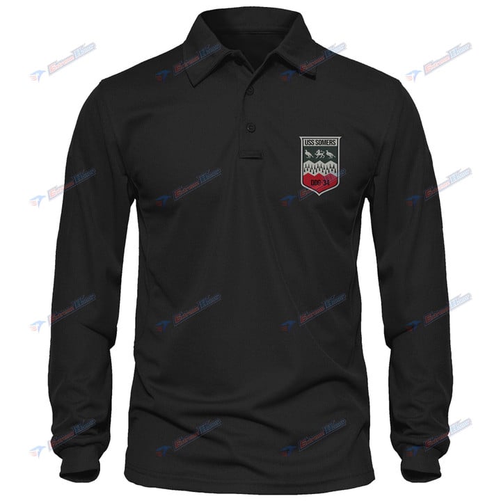 USS Somers (DDG-34) - Men's Polo Shirt Quick Dry Performance - Long Sleeve Tactical Shirts - Golf Shirt - PL9 -US