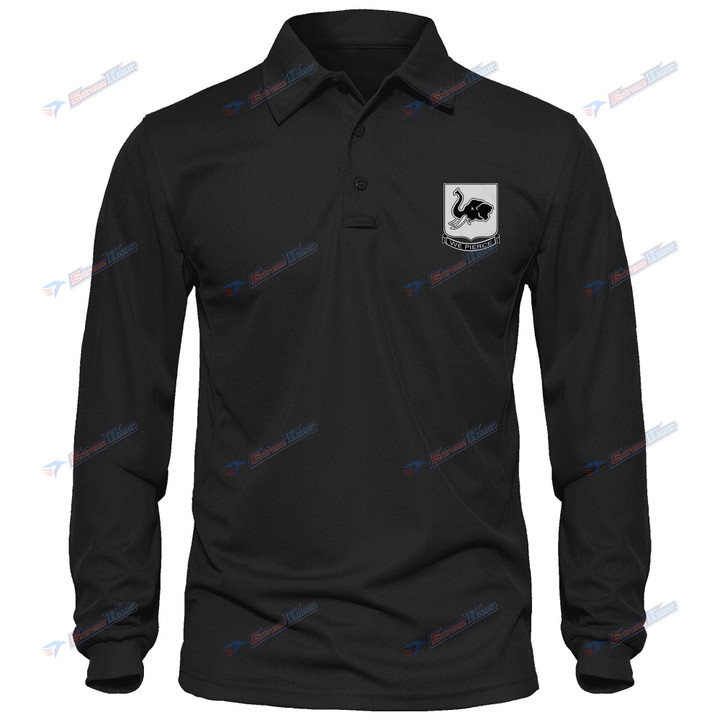 1st Battalion, 64th Armor Regiment - Men's Polo Shirt Quick Dry Performance - Long Sleeve Tactical Shirts - Golf Shirt - PL9 -US