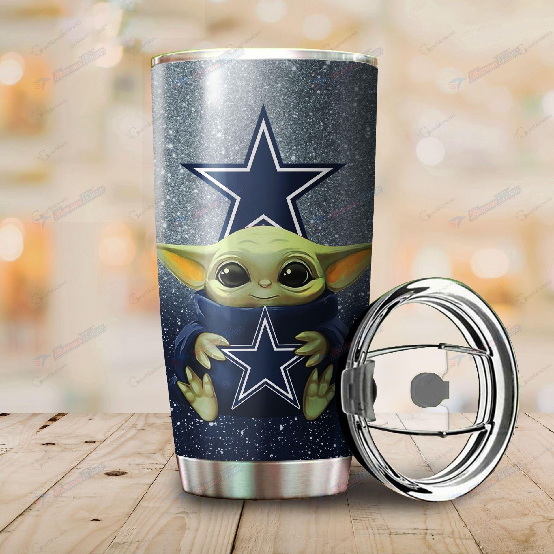 Baby Yoda Hug Dallas Cowboys 20oz Tumbler - extreme-honor