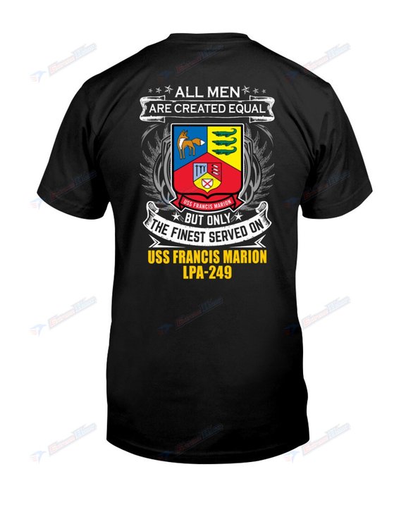 USS Francis Marion APA 249 Classic T-Shirt - 'All Men Are Created Equal But Only The Finest Served' Navy Vintage Tee