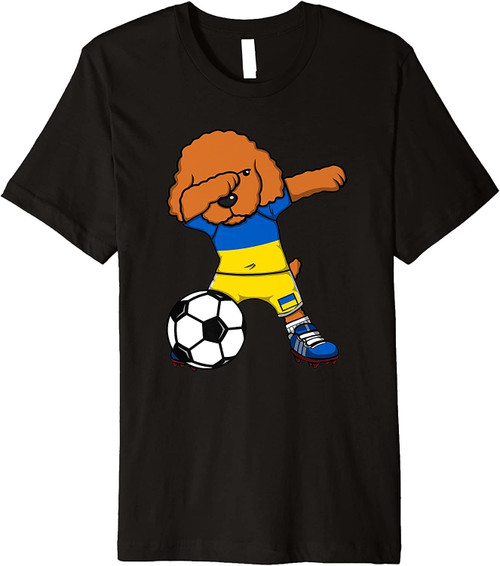 Dabbing Poodle Dog Ukraine Soccer Fans Jersey Football Sport Premium T-Shirt