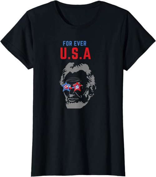 Womens Independence day Lincoln with glasses T-Shirt