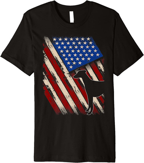 Vintage American Flag Retro Whippet Dog 4th Of July Premium T-Shirt